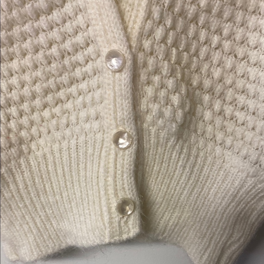 Vintage Hand Knit Women's Cream Sweater Vest - Picture 2 of 7